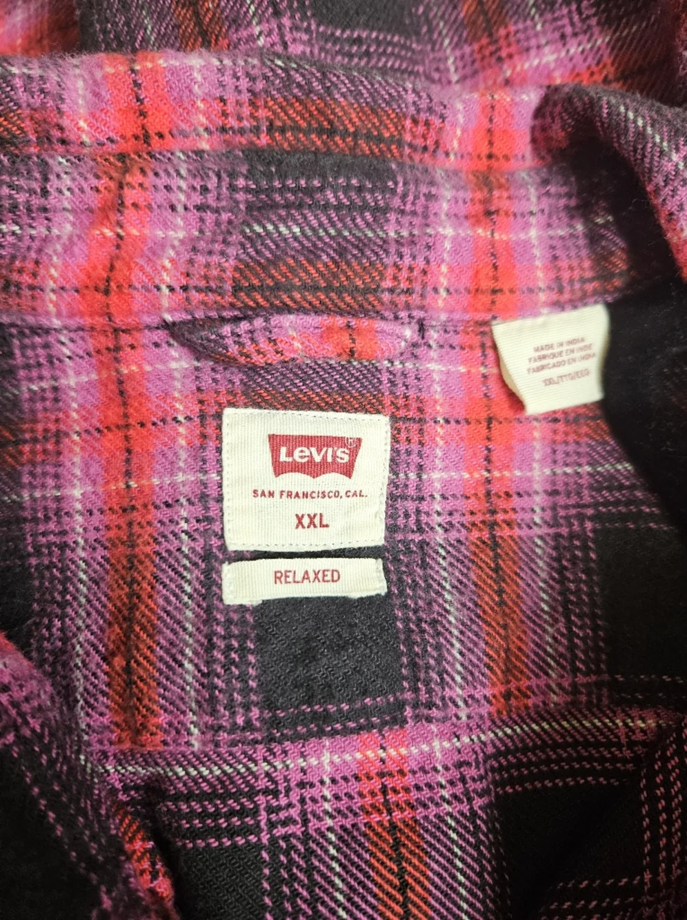 Levi's Pink Red and Black Plaid Flannel Shirt